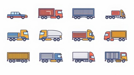 Simple set of public transport vector line icons. Contains such icons as Taxi, Train, Tram and more.