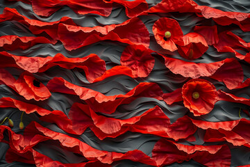 Obraz premium Tribute sacrifice poppy petals arranged like ocean waves.
