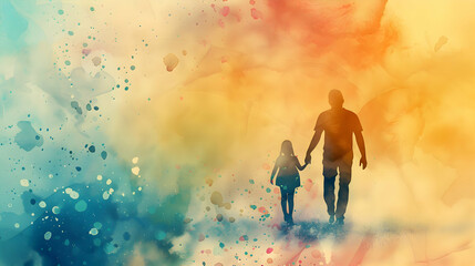 Fathers Day card with cute watercolor illustration,Father's Day templates for poster, cover, banner, social media.generative ai