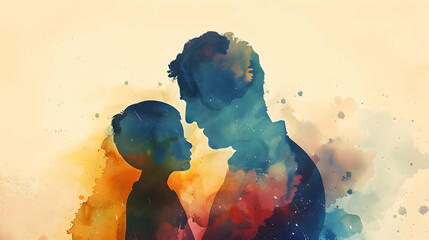 Fathers Day card with cute watercolor illustration,Father's Day templates for poster, cover, banner, social media.generative ai