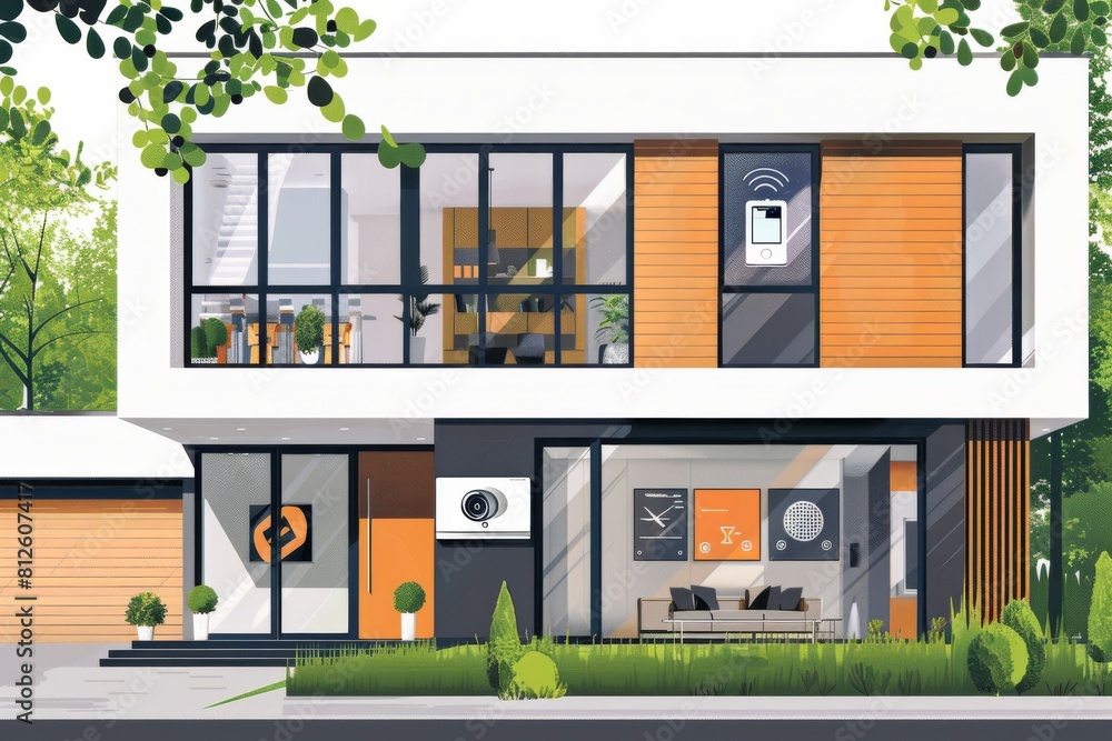 Poster utilize advanced technology to manage and safeguard industrial operations with automated home lighti
