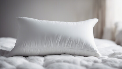 Fototapeta na wymiar soft goose down white sleeping pillow, isolated white background, copy space for text. 