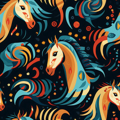 Horse seamless pattern, the beauty of design for many different graphic works