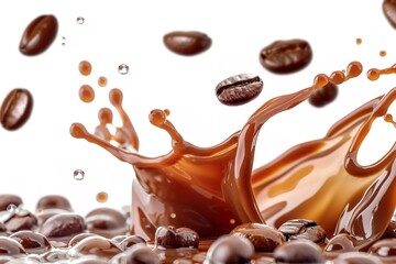 Liquid milk-brown coffee with a swirl, splash, and little. Generative Ai