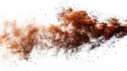 Colorful brown powder texture on a white background