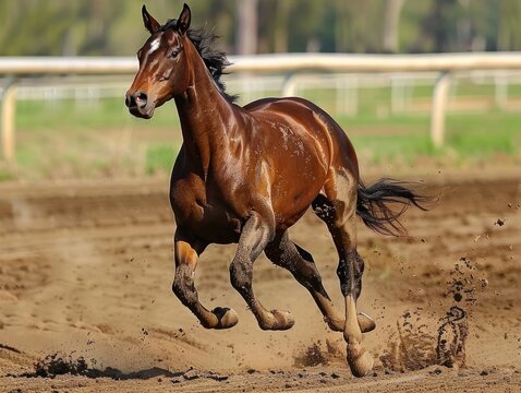 Bay Standardbred Filly in Action Running with Herd in Paddock - Yearling Group