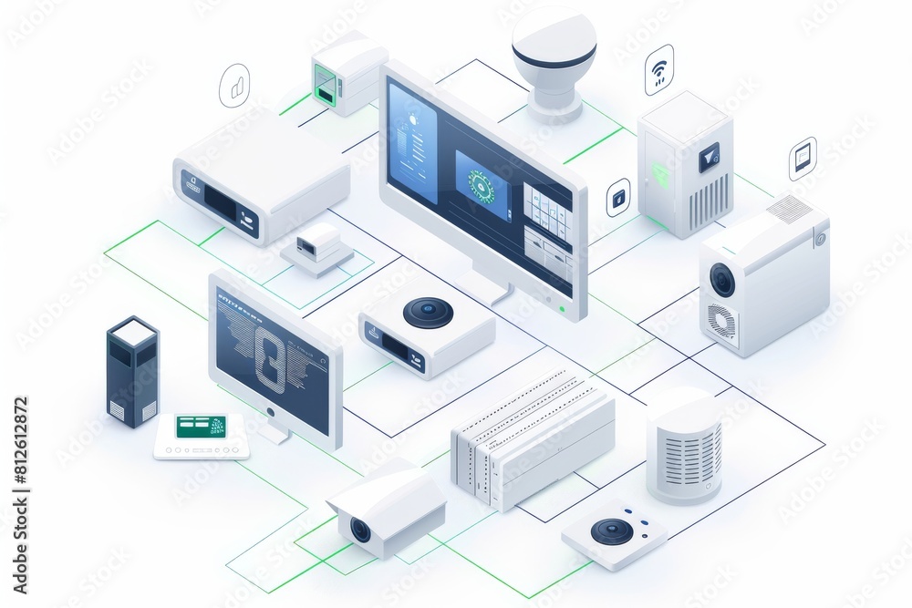 Poster advanced video technology in surveillance ensures secure communication and digital datum recording a
