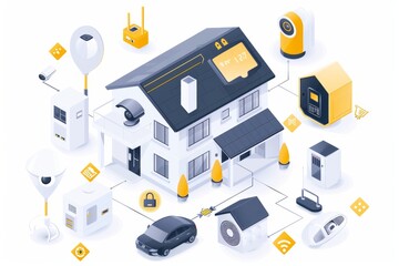 Obraz premium Video technology and digital surveillance cameras record and safeguard home communication with enhanced security.