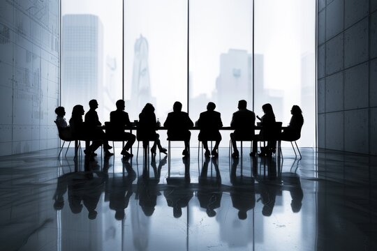 Advisory Committee Meeting in Corporate Business Room: White Presentation in Public Conceptual Space