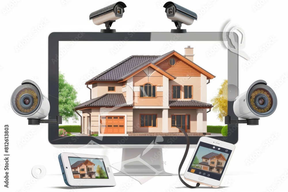 Poster leverage advanced video technology for secure digital communication at home, using cameras for surve