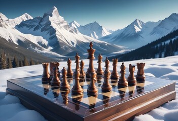 World chess day with luxrious chess board along bright lights and royal and natural backgeound concept