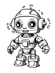 Coloring page for kids, robot