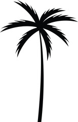 Black palm tree. Tropical palm tree and leaf silhouette. Design of palm trees for posters, banners and promotional and decoration items. Vector