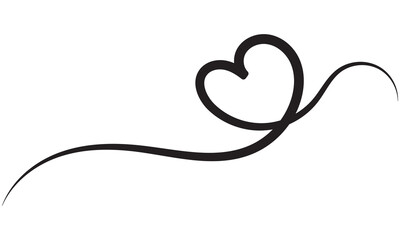 Heart calligraphy line for place your text. Vector hand drawn design element. Love heart sign. isolated on white background. Vector illustration. EPs 10