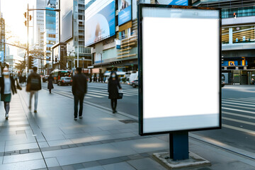 The urban scene with dynamic movement for poster mockup and design promotion mock up. Generative Ai.