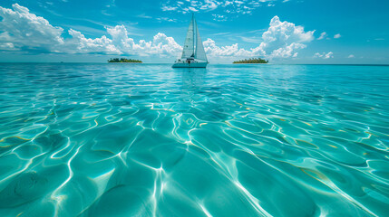 Crystal Clear Tropical Waters with Sailing Boats