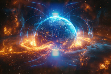 Magnetic field, Earth magnetic field, magnetic energy, Earth is visible in space in which an imaginary magnetic force is visible