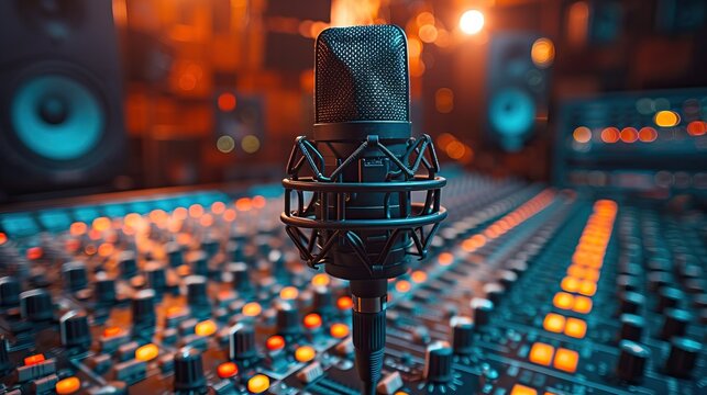 close up of a microphone on a mixer