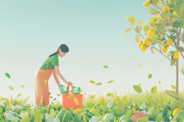 Company ethics of social, environmental and governance, ESG concept - flat vector illustration on white.. Beautiful simple AI generated image in 4K, unique.