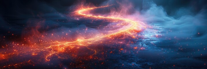 Glowing neon lines background, orange neon line background, glowing neon, and smoke background