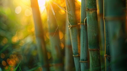 lush bamboo forest, sun, hd, close up photography, 16:9