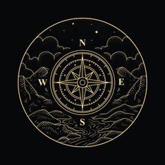 Luxurious compass of spiritual guidance in journey