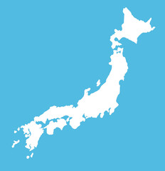 White silhouette drawing of Japan. Map illustration of an asian country.