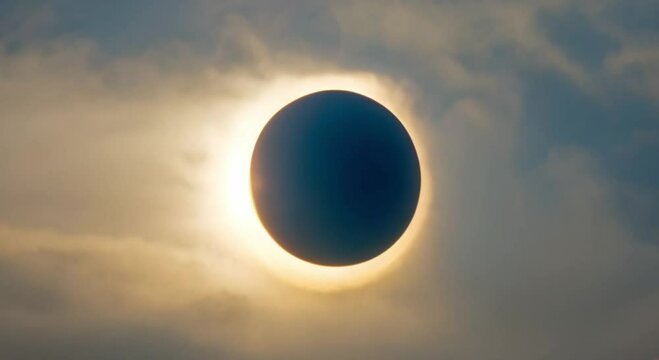 Solar eclipse with the moon partially covering the sun, creating a celestial spectacle - Generative Ai
