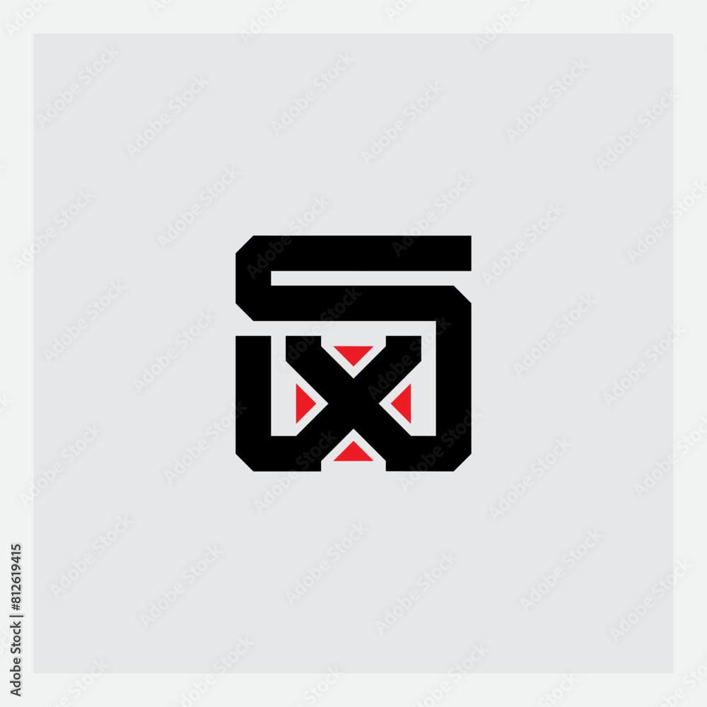 Poster sx - logotype with arrows. design element or icon. initials or monogram. logo with letters s and x.