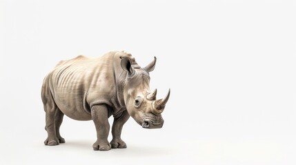 Obraz premium A rhino standing on a white surface. Suitable for various design projects