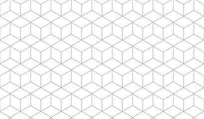 Cube line dashed geometric pattern seamless. Vector Background Illustration