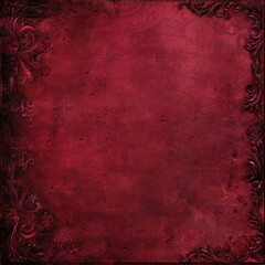 Obraz premium Ornate Burgundy Gem Border on Red Background. Sophisticated Graphic Illustration with Texture Print