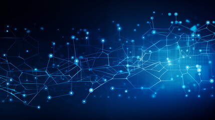 Obraz premium An abstract concept of technology and data connections. Electric blue pattern resembling a starry midnight sky with water dots and lines