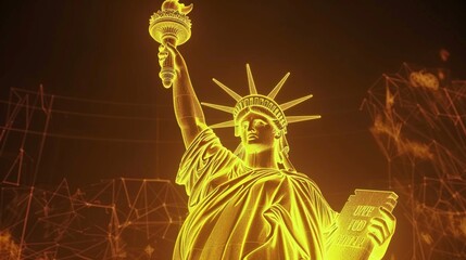 Obraz premium A golden statue of a woman holding a torch