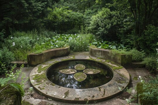 Ornate Vesica Piscis Garden Design at Chalice Well Gardens