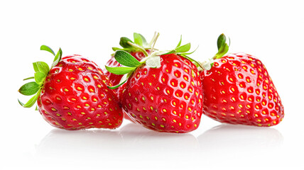 Beautiful strawberries isolated on white background, fresh strawberry farm market product