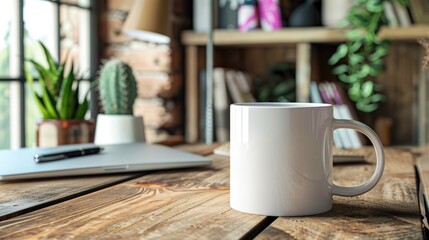 Custom Porcelain Mug Design for E-commerce Sellers. Personalized White Cup Mockup with Custom Text