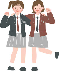 교복,일러스트,우정