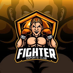 Fighter mascot logo design. Vector illustration mix martial art fighter. Logo illustration for mascot or symbol and identity, emblem sports or e-sports
Fighter esport logo mascot design