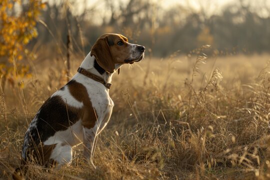 Alert Treeing Walker Coonhound Outdoors - A Hunting Dog Breed with Attentive and Loyal Nature