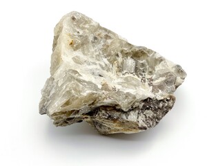 Rough Nepheline Syenite Rock Cutout on White Background. Natural Raw Gemstone Mineral Sample