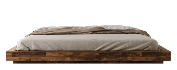 Sleek bed design for modern bedroom decor. on transparent background PNG file. 