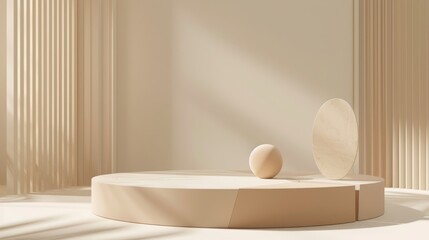 Neutral Toned Abstract Background for Sophisticated Organic Cosmetic Display, Luxury 3D