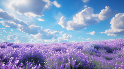 A field of delicate lavender flowers swaying gently in the summer breeze, under a clear blue sky...