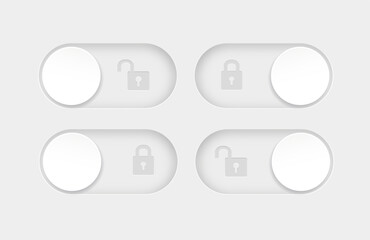 blocked and unlocked toggle switch buttons. Material design switch buttons set. Vector