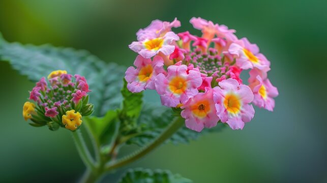 Fibonacci Rule Illustrated in Beautiful Macro Lantana Flowers. Pink Blossoms in Full Bloom