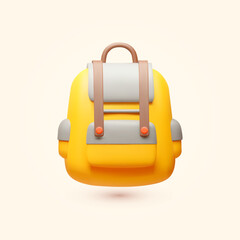 Yellow school bag. Student backpack. Back to school design.