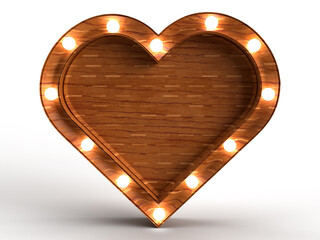 wooden heart illustration with LED lights Festa Junina