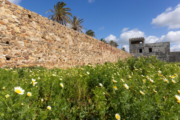 Almadrabas castle in Ppain at Zahara de los Atunes on a bright sunny day with blue sky
