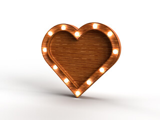 wooden heart illustration with LED lights Festa Junina